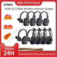 Synco XTalk X5 2.4GHz Wireless Intercom System Remote Headsets  Wireless Microphone Expanded Team Communication to 700M Distance