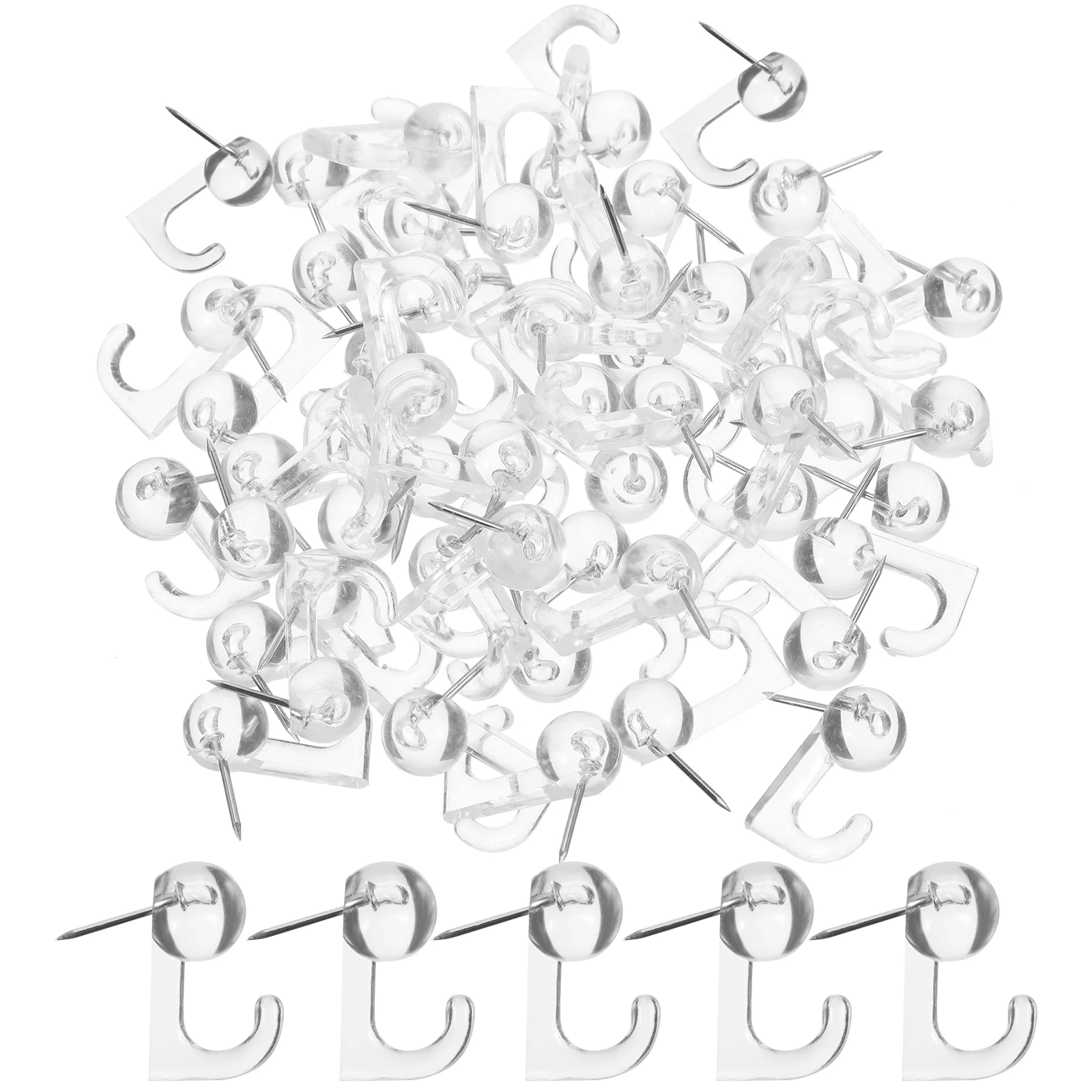 50 Pcs Push Pin Hanger Pins Wall Tacks Coat Rack for Bulletin Board Magnetic Force with Hooks Thumb Hangings Steel Nail Picture