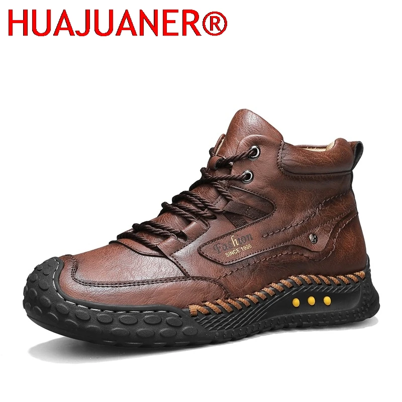 

Leisure Walk Men Ankle Boots Winter Boots Comfortable Non Slip Fashion Motorcycle Boots High Top Man Casual Shoes Outdoor Botas