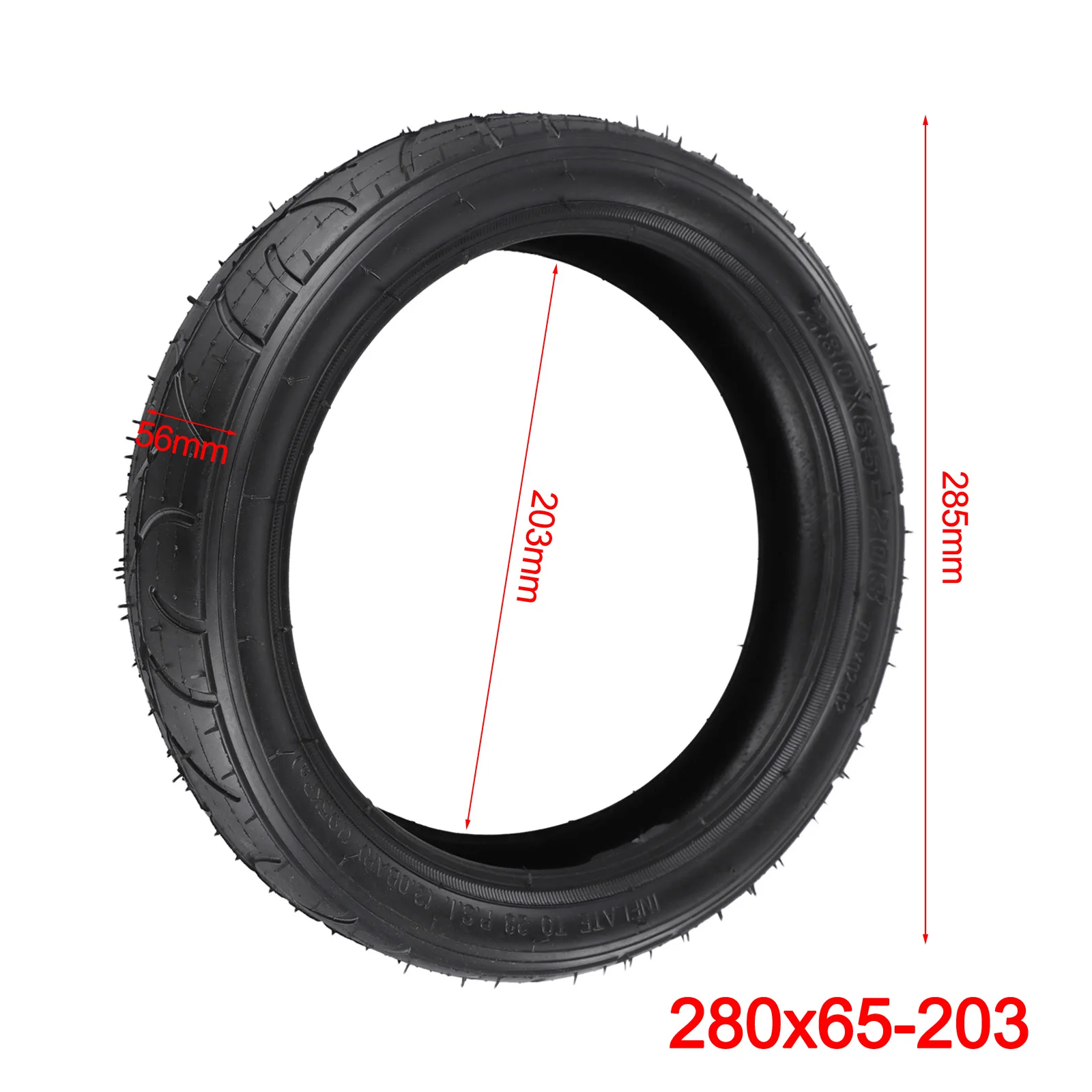 12 Inch 280 X 65-203  Pushchair Thicken Tyre And Tube Black Rubber Replacment Parts Cycling Accessories