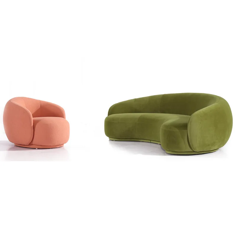 

Italian minimalist sofa small apartment light luxury curved sofa moon arc cashew cream style fabric