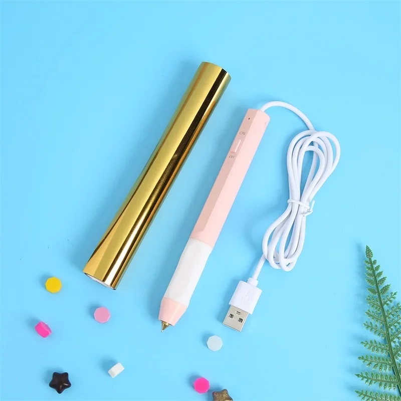 Different tips Pink Heat Foil Pen For Making Craft Designs Cards Album USB Powered  Slim Handle Use On Paper Leather Plastic