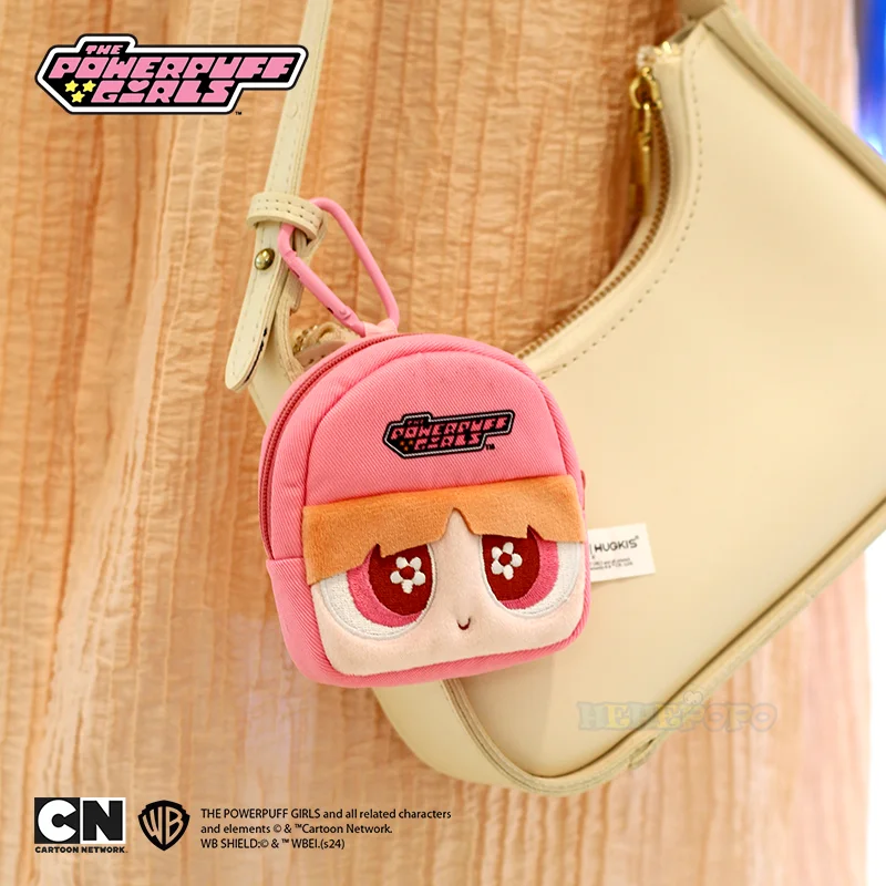 Nuova borsa per cuffie per ragazze Powerpuff originale da 10 cm. Borsa a tracolla in peluche adorabile e carina. Portamonete per bambini