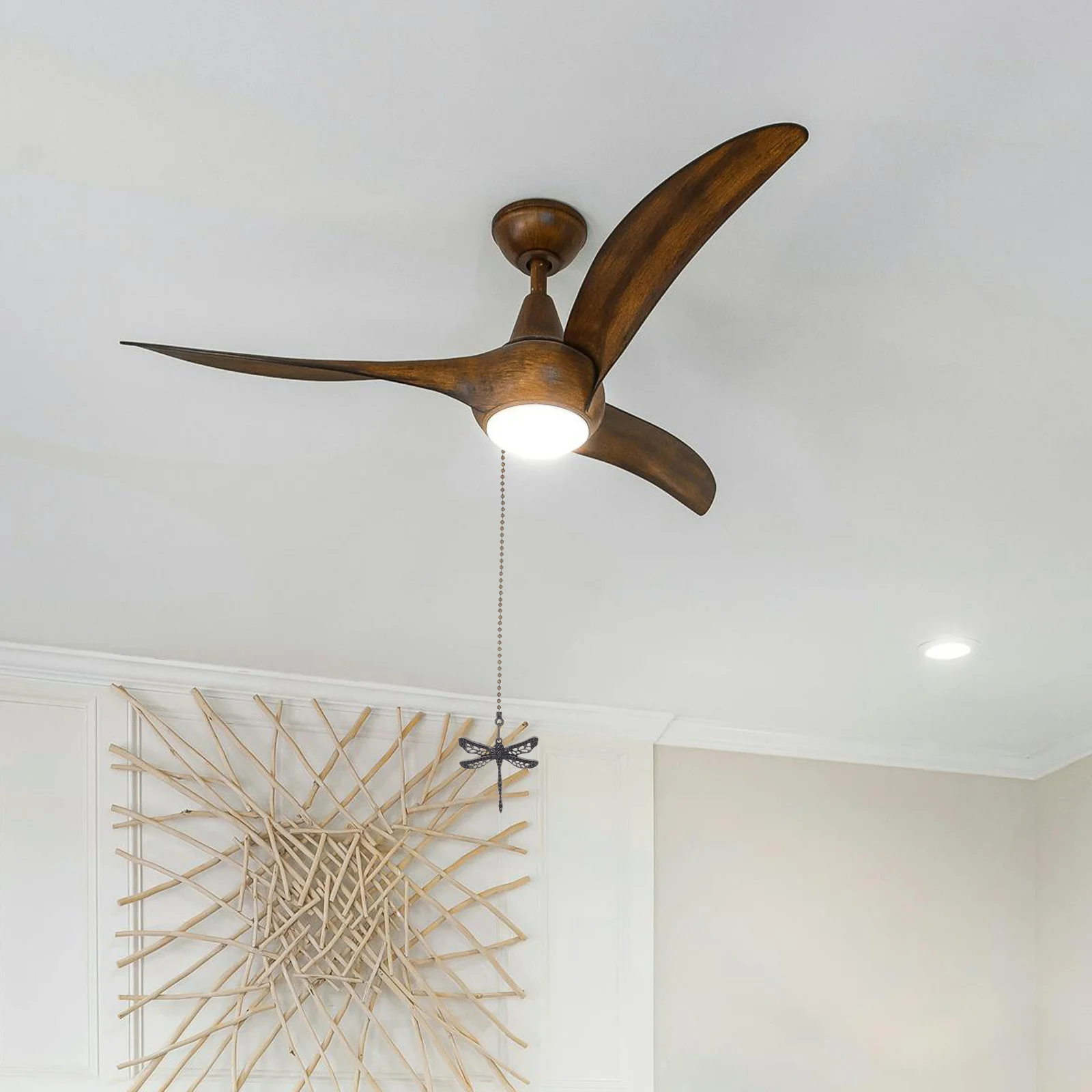 

4Pcs Vintage Ceiling Fan Pull Chain Extensions 14.34inch Dragonfly Ornament Beaded Alloy Pendant for Living Room Bedroom Light