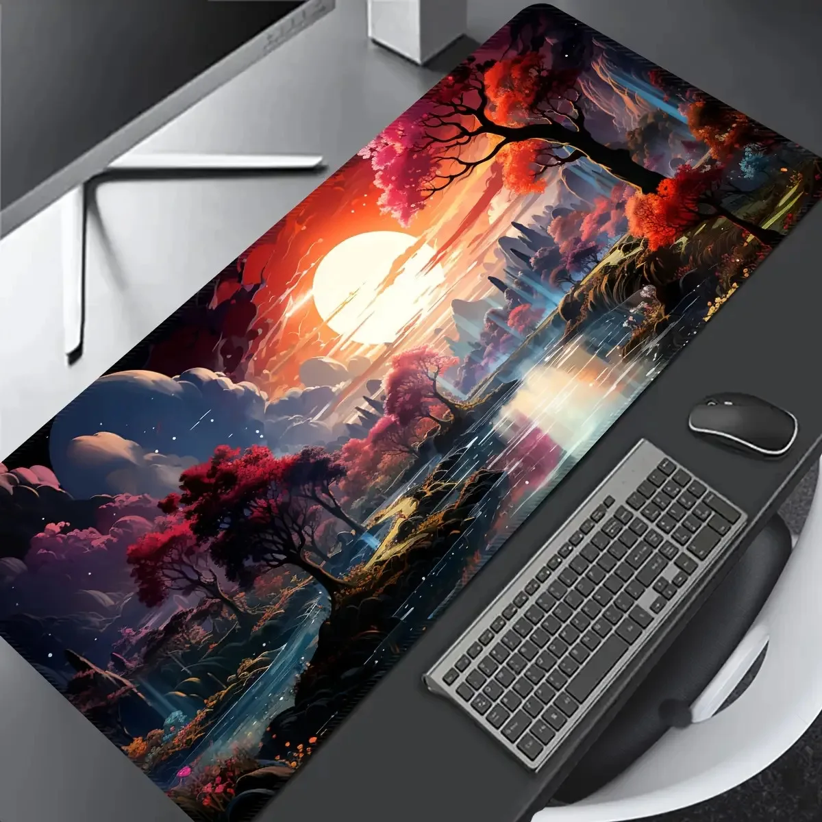 Vibrant Sunset Landscape Extended Gaming Desk Mat Non-Slip Rubber Base XL Mouse Pad for PC Office