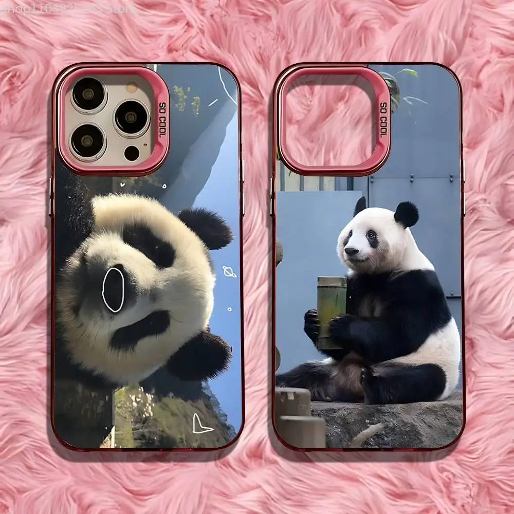 

Lovely Panda Phone Case For iPhone 17,16,15,14,13,12,11,Pro,Max,Plus,Mini,Air,SE4 Pink Matte Hard Bumper