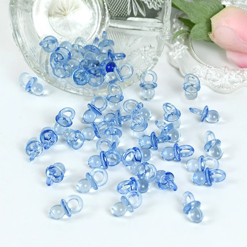 50pc/set Acrylic Pacifiers Pendant Transparent Mini Pacifiers Baby Nipple Shape For Jewelry Making Kids NecklaceToy Favors Decor