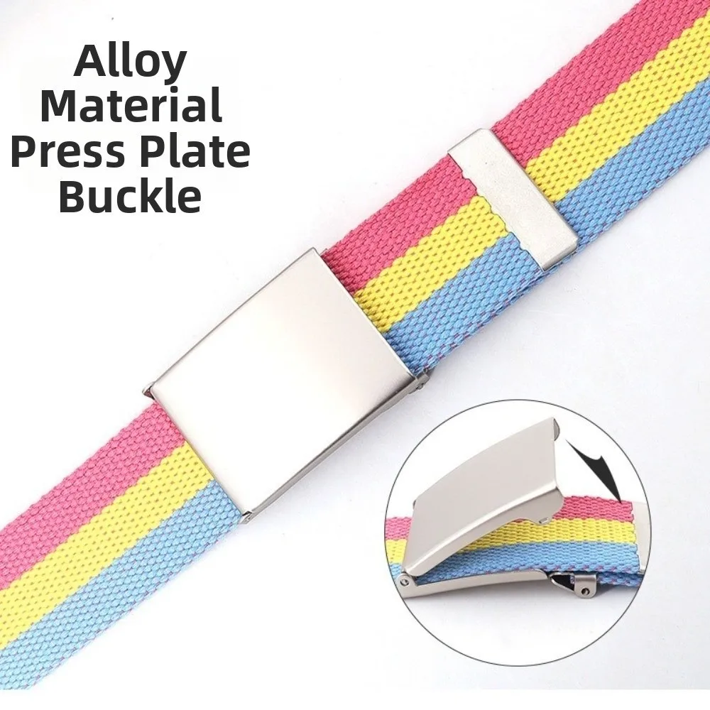 Luxury Metal Buckle Canvas Waist Belt Adjustable Multifunctional Men's Business Belt Jeans Accessories Stripe Nylon Belt Male
