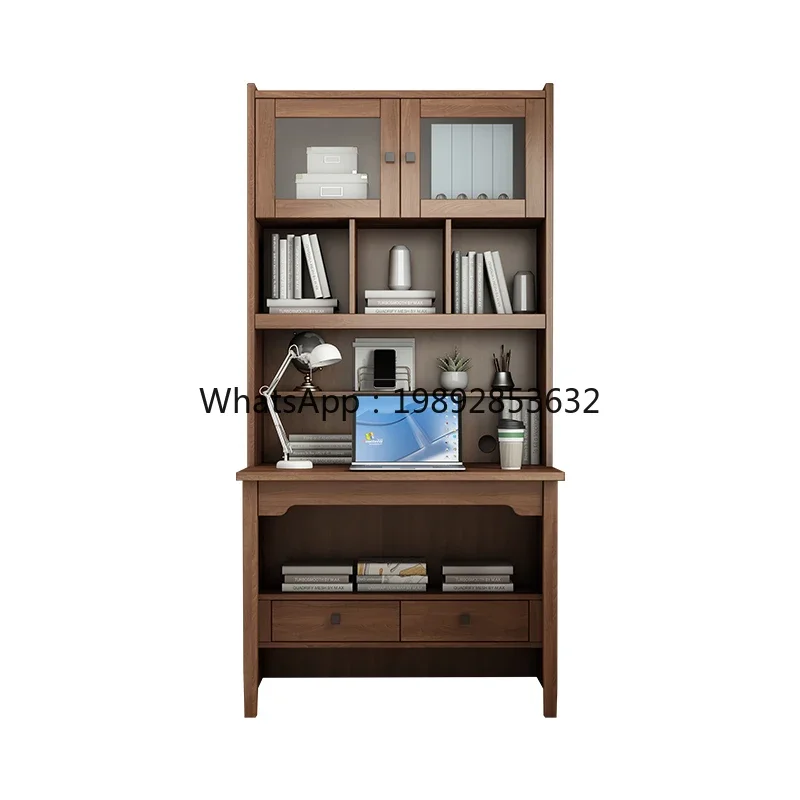 LYY Folding Desk Bookshelf Integrated Bedroom Computer Desk Small Apartment Study Bookshelf Combination Integrated Extendable