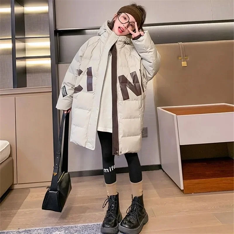 Children's Outwear Jacket Girls Winter Thickened Warm Cotton Padded Clothes New Korean Fashion Hooded Casual Coats TZ962