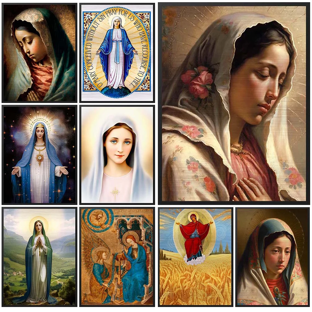 

Vintage Virgin Mary Religion Christianity Madonna Gospel Wall Pictures For Living Room Poster Wall Art Canvas Painting Unframed