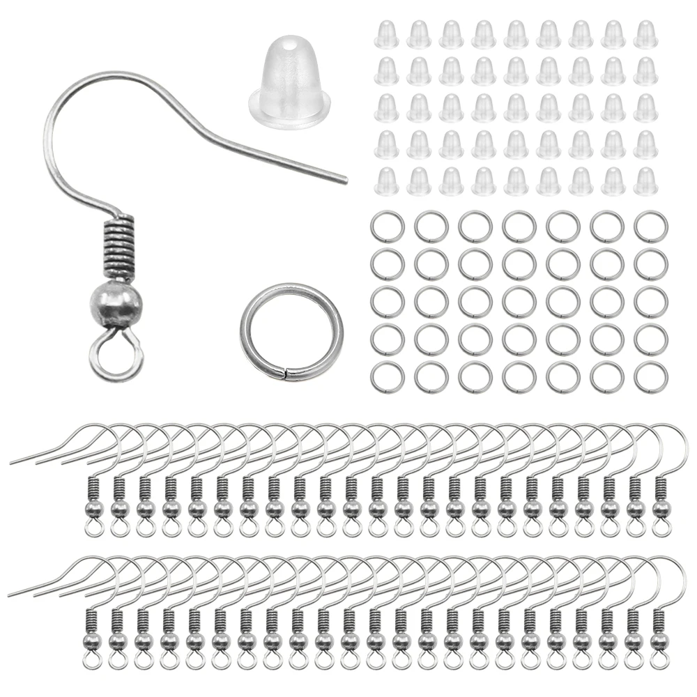 300pcs Earrings Set Earring Hooks Open Jump Rings Ear Plug Connects For DIY Jewelry Making Findings Supplies Accessories