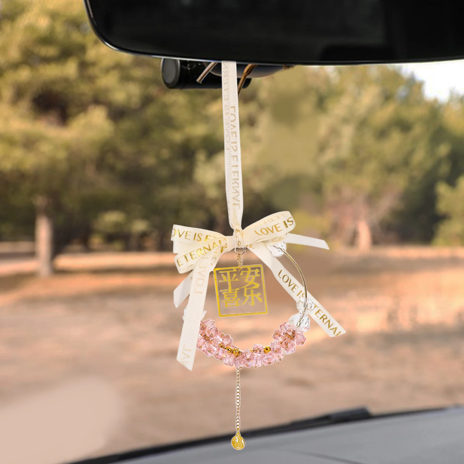 

Crystal Cube Pendant Rearview Mirror Hanging Accessories Ornament for Car Charms Metal Baby
