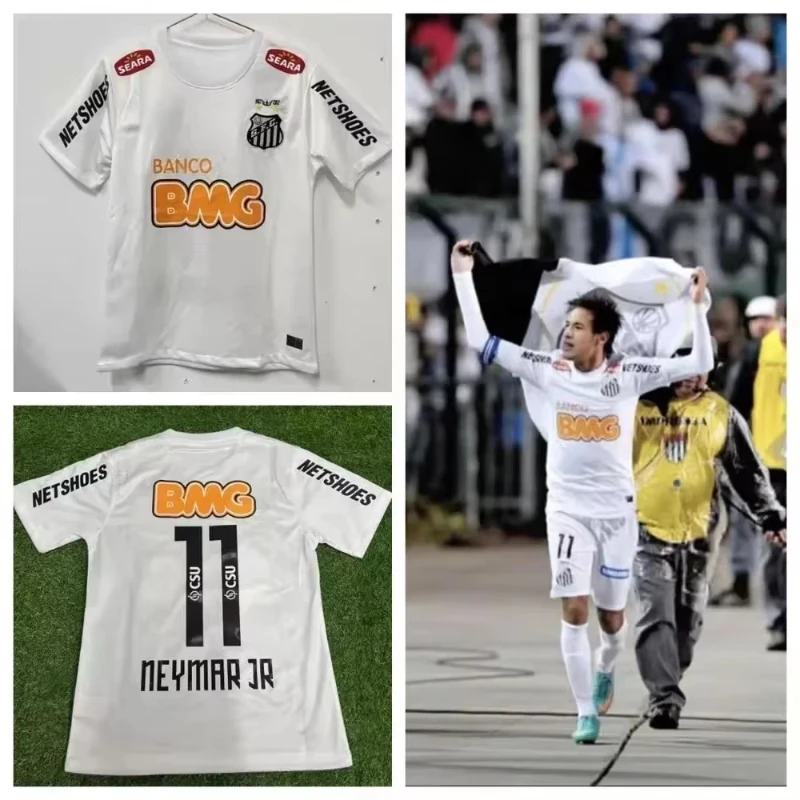 Clásico Vintage 11-12 Santossi familia mujeres algodón fútbol hombres Jerseys Vintage Little Neymar fútbol adultos usan camisas Unisex