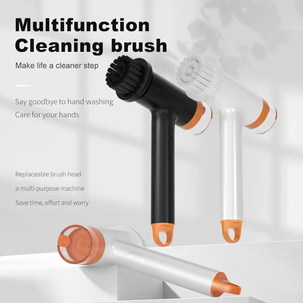 Electric Handheld Spin Scrubber With 6 Replaceable Brush Head Set Power Bathtub Kitchen Scrubber Rechargeable Shower Scrubber