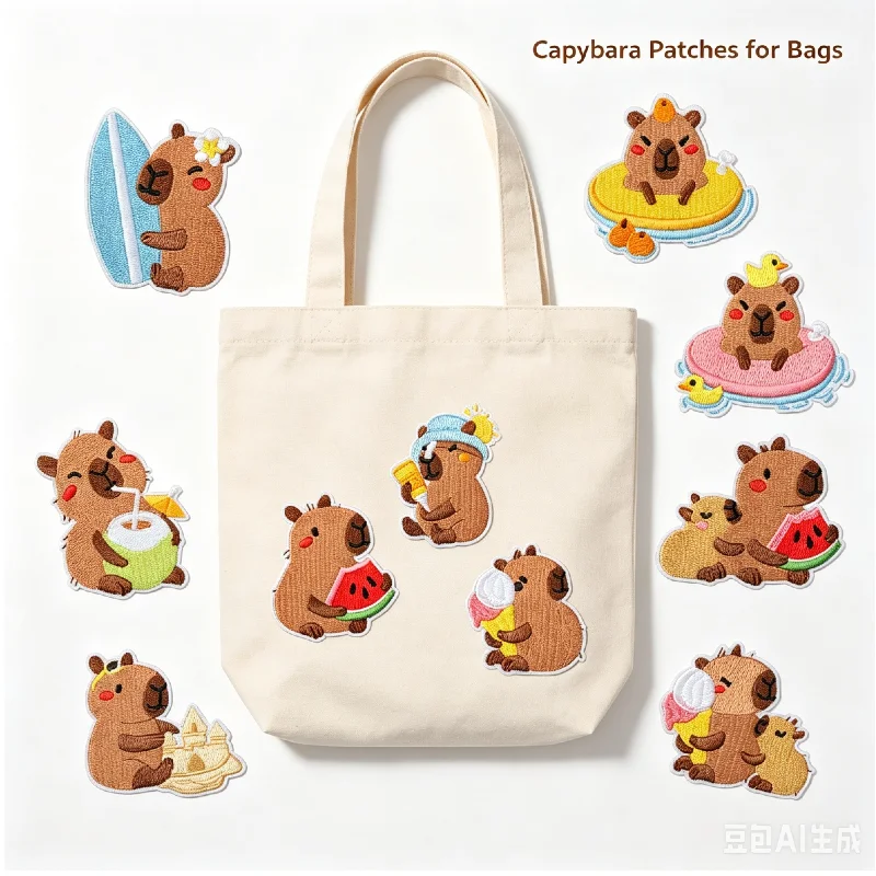 1PCS Adorável Patch de Capivara Surfista, Bordado Fofo de Marmota Termocolante para Roupas Infantis, Presente DIY