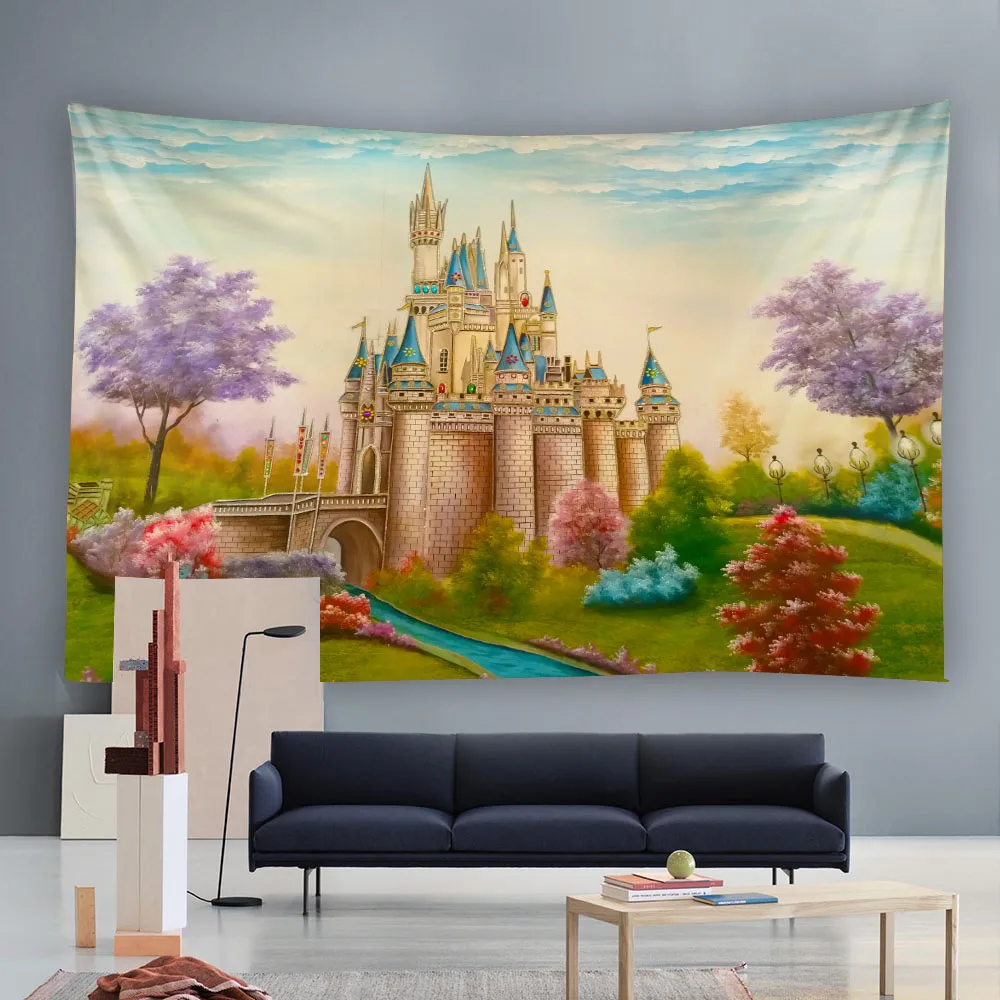 

Dreamy Castle Tapestry Fairy Tale Forest Landscape Multi Size Wall Hanging Bedroom Living Room Aesthetic Decoration