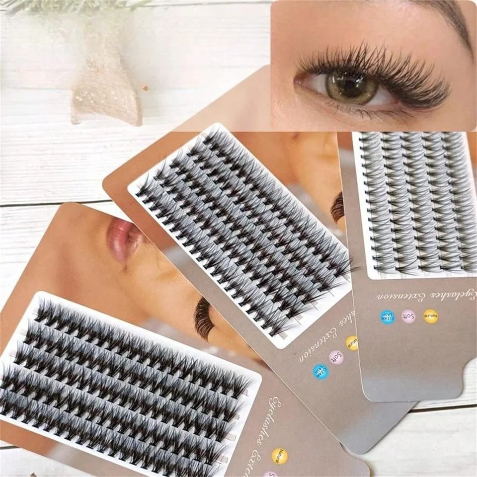 Pestañas Postizas Naturales Rizadas 3D Estereoscópicas de 9/11/13mm, Rizos Gruesos Multicapa, 100 Piezas por Caja