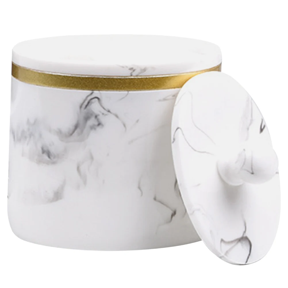 

Marble Pattern Cotton Swab Box Toothpick Holder Proof Storage Container Small Accessory ganizer Space Saving Modern