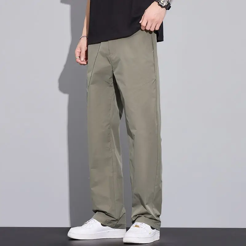 

Super Thin Fabric 2025 Spring Summer New Leisure Straight-leg Pants Men Casual Loose Korean Style Fashion Trousers