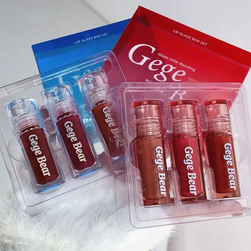 3 Stks/set Natuurlijke Lipgloss Non-Stick Cup Spiegel Water Licht Lip Tint Hydrateren Lip Make-Up