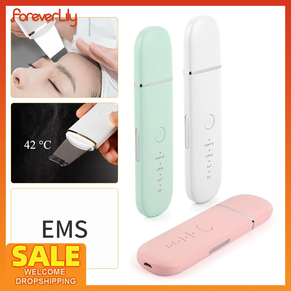 EMS Ultrasonic Skin Scrubber Deep Face Cleansing Machine Peeling Shovel Facial Pore Cleaner Blackhead Removal Lifting Device