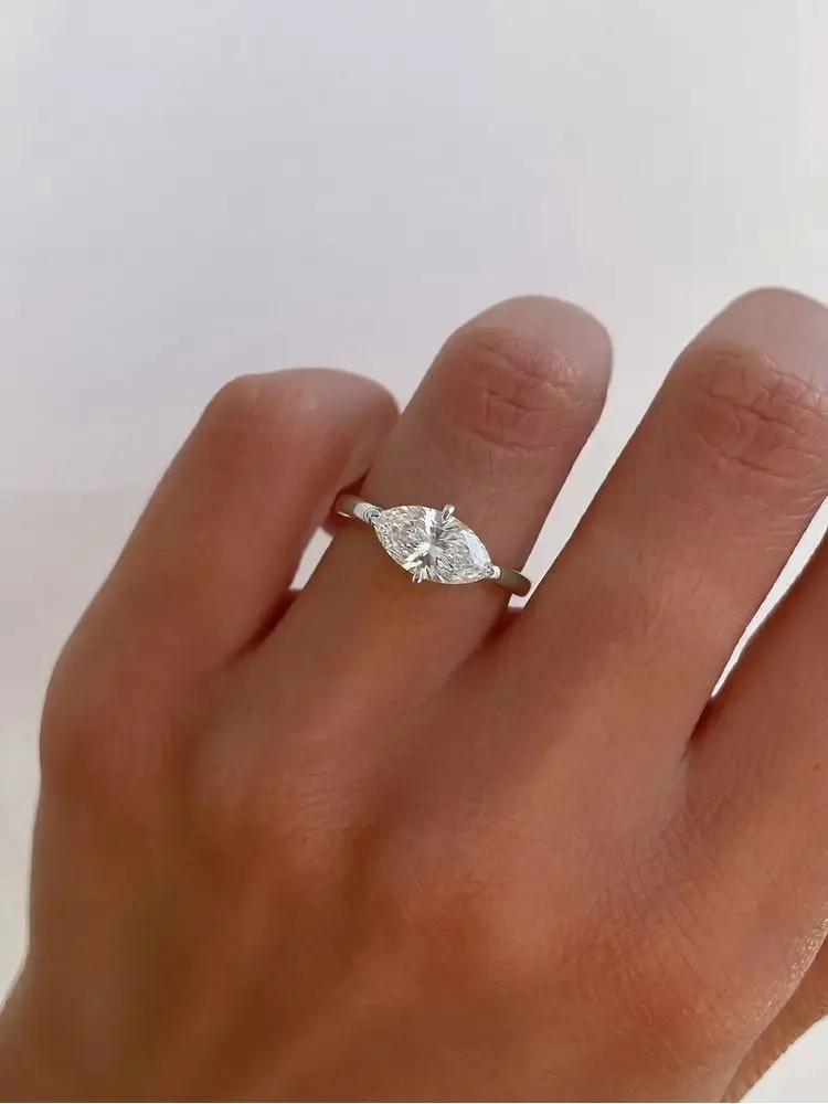 925 Sterling Silver Fashion Exquisite Marquise Shape Zircon Ring For Women Engagement Wedding Anniversary High Quality Jewelry