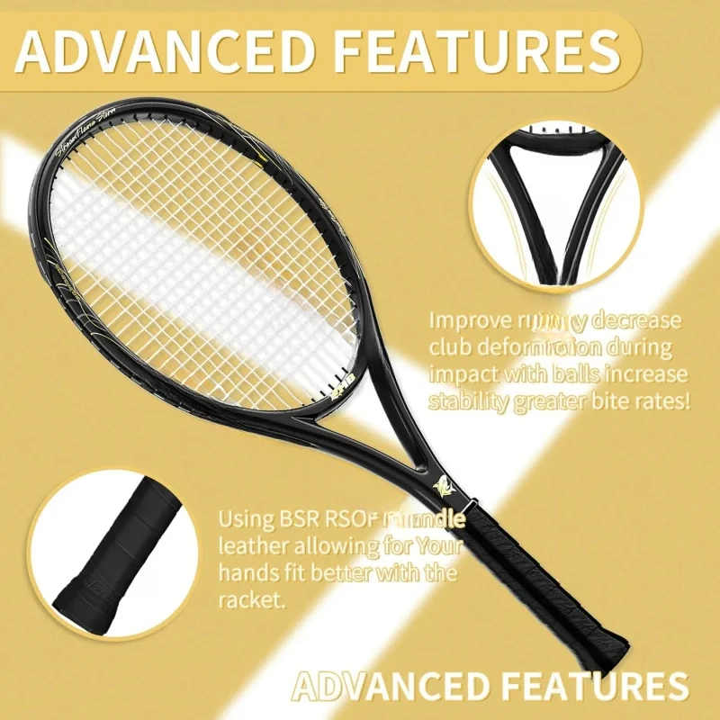 Tennis with Pre-Strung,Comfortable Handle,27'' Tennis Racquet for Beginner,Includes 4 Tennis Balls,2 Overgrips and 2 Tennis Bag