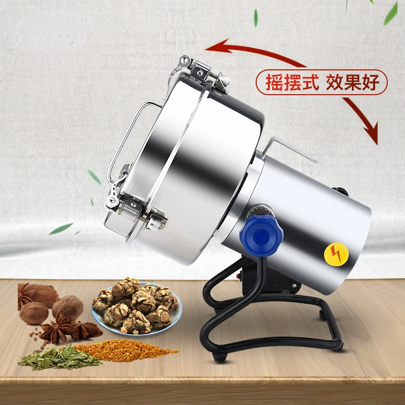 Large Capacity 2.00kg Powder Machine Large Pharmacy Commercial Medicinal Materials Electric Flour Mill Grinder