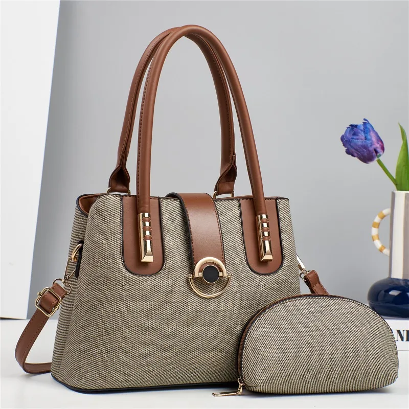 

Fashion School Shoulder Bags Work Business Travel Large Capacity Female Tote Bag Women 2pcs Set Female Handbags Bolsas De Mujer