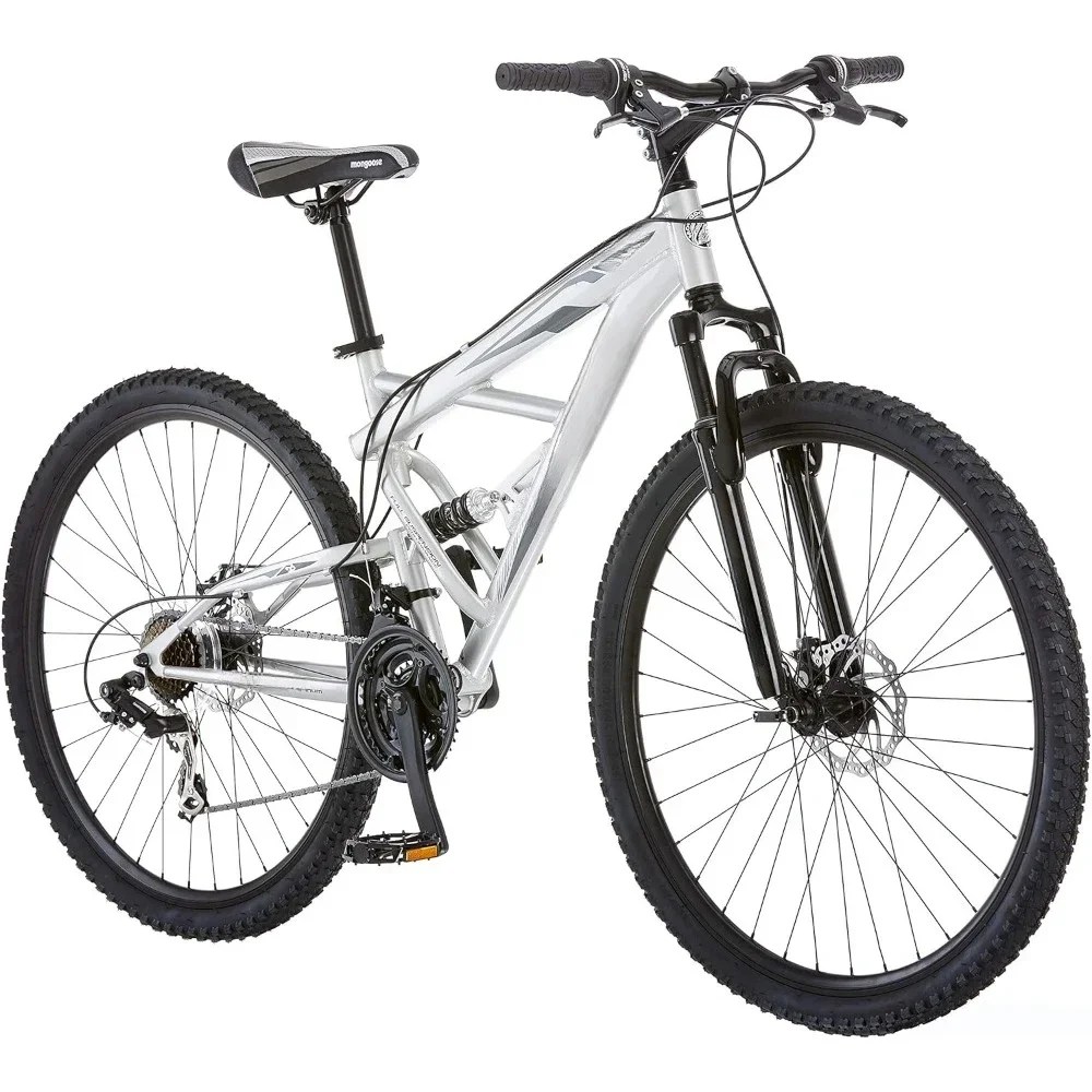 

Bicycle, Full Suspension Mountain Bike, Lightweight, 18-Inch Aluminum Frame, 29-Inch Wheels, Twist Shifters, 21-Speed, Bicycle