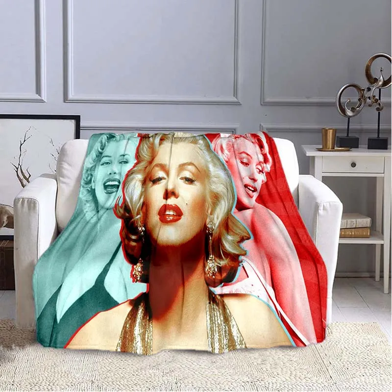 3D Pattern Marilyn Monroe Print Soft Warm Blanket Flannel Portable Comfortable Warm Blanket throw blanket  picnic blanket