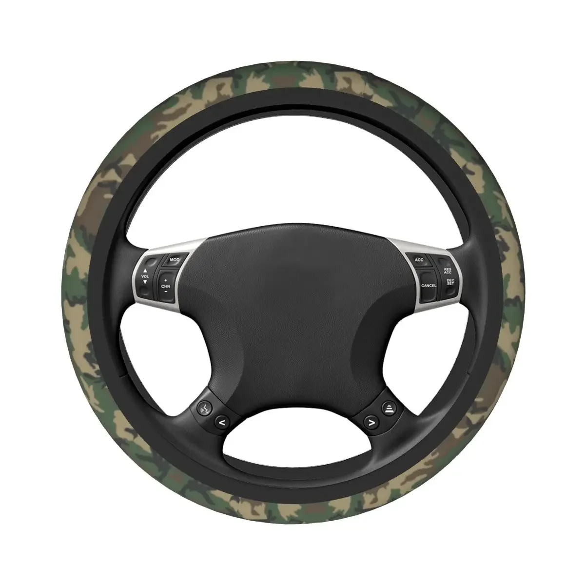 37-38 Steering Wheel Covers Army Camouflage Pattern Anti-slip Jungle Military Camo Auto Decoration Suitable Car Accessories