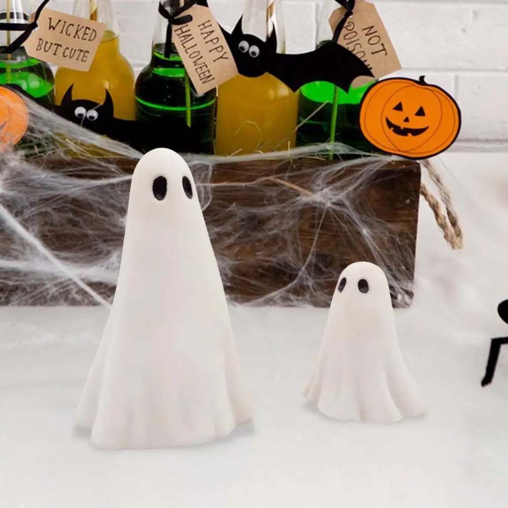 

2 Pcs Halloween Cute Ghost Statu Resin Ghost Sculpture White Home Table Centerpieces Small Scary Ghost Figurines Ornament