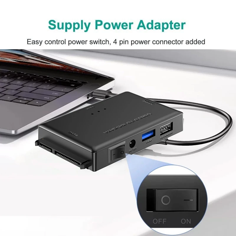 KEBIDUMEI – adapter USB 3.0 do SATA IDE, umożliwiający podłączenie dysków twardych 2,5/3,5 cala (HDD/SSD), służący do przesyłania danych z dysku na laptopa lub komputer stacjonarny. — zdjęcie produktu 7