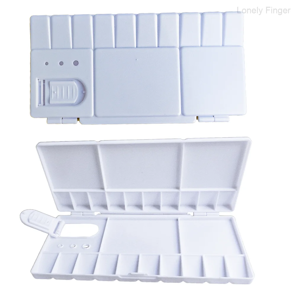Paleta de acuarelas Bandeja de pintura plegable de 25 compartimentos con 20 pocillos y 5 áreas de mezcla Paleta de pintura de plástico con orificio para el pulgar