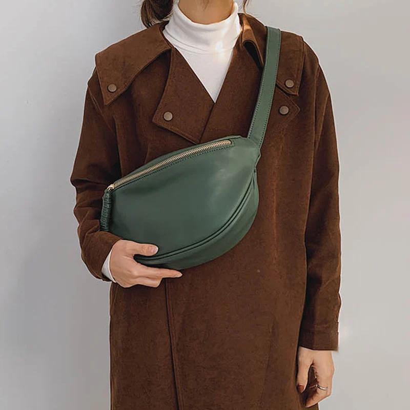 أزياء بسيطة الصدر حزمة لينة جلدية فاني حقيبة مصمم المرأة الخصر حقيبة الشارع الاتجاه الإناث الكتف حقيبة كروسبودي محفظة الهاتف #1