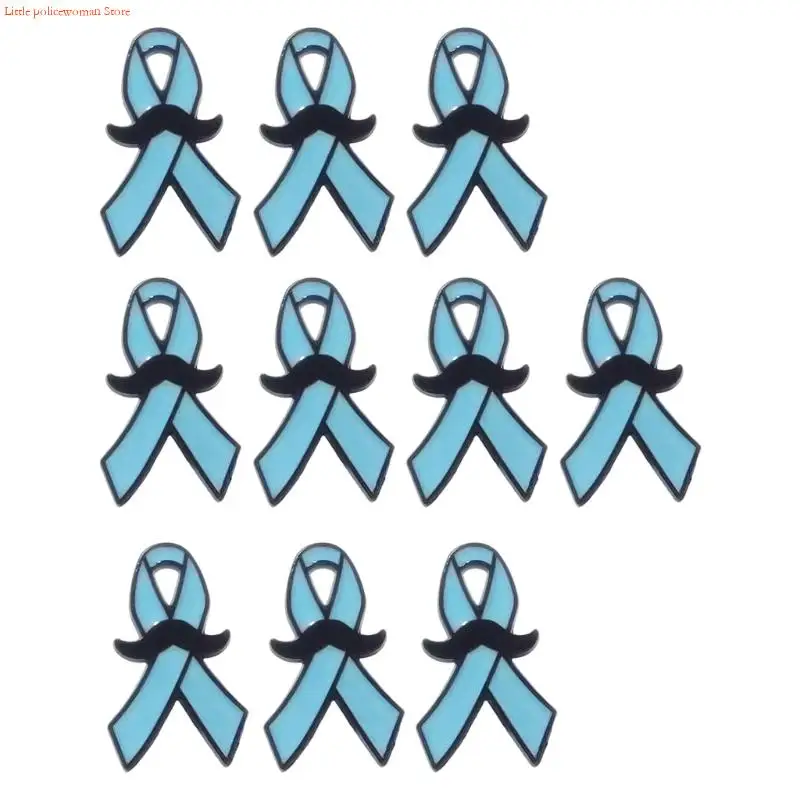 

F92D Mustache Ribbon Brooch Drop Oil Badge Pin for Everyday Wear Theme Event 10PCS