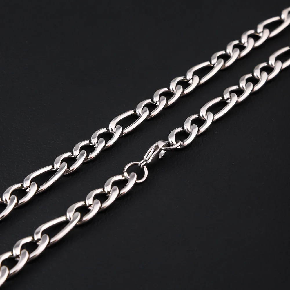 HNSP 316L Stainless Steel Figaro Chain For Men 5MM/7MM/9MM Link Chains Male Necklace Accessories