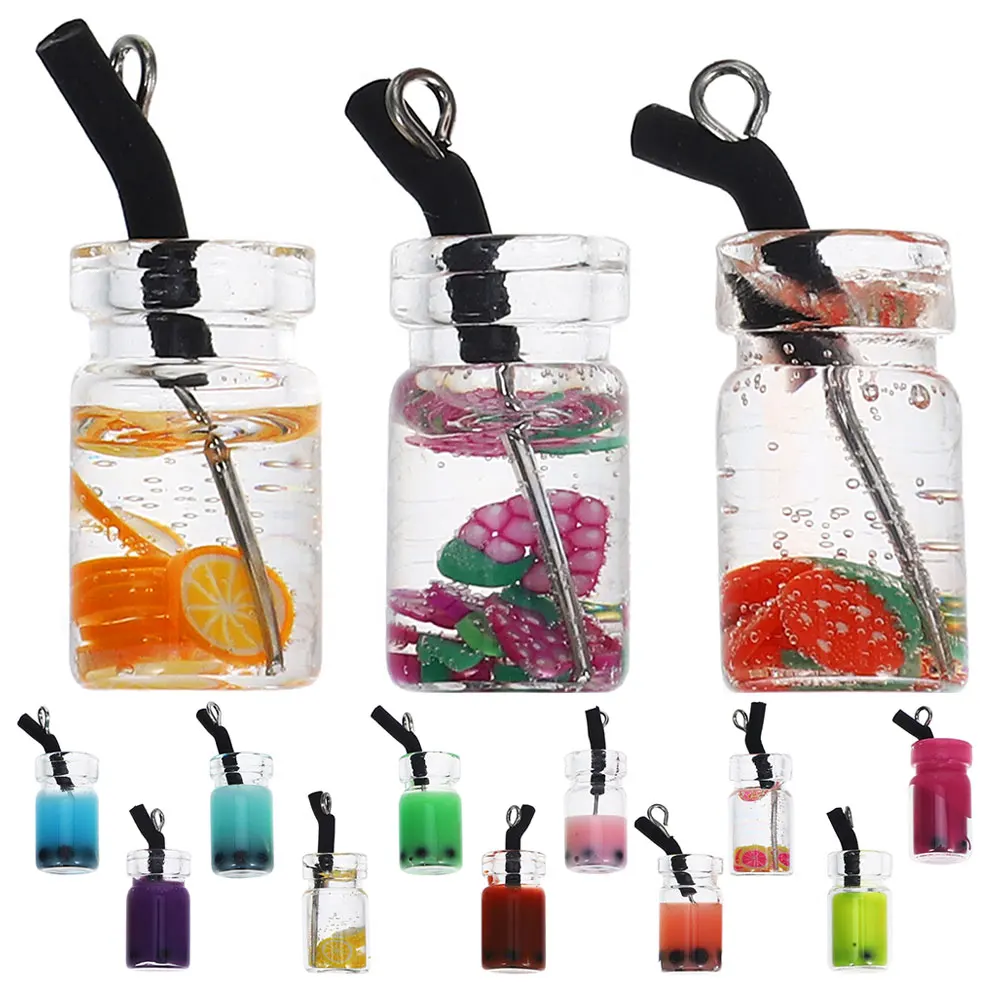 

18pcs Simulated Ice Cream Mini Drink Cup Charms Plastic DIY Jewelry Making Supplies Handmade Earrings Necklace