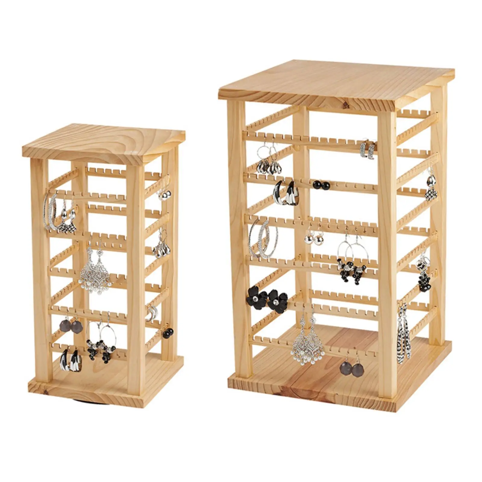 

Wood Rotating Jewelry Display Stand Earring Holder Jewelry Rack for Vendors Events Selling
