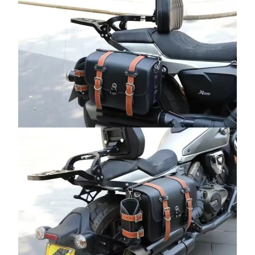 For QJMOTOR SRV300 SRV 300 Flash 300 Motorcycle Retro Side Bag Saddlebags Waterproof Leather Bolsa Moto Maletas Accesorios