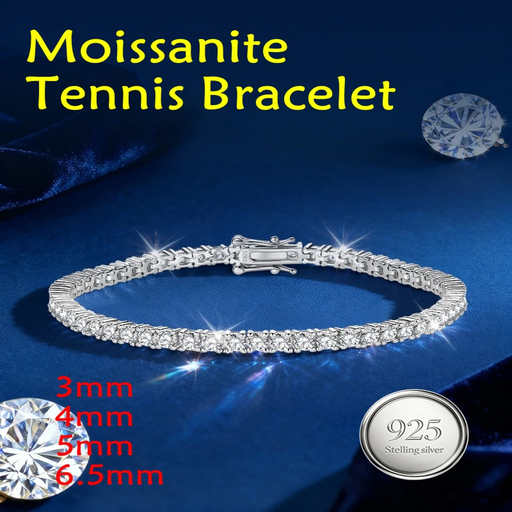 3-6.5mm Factory Price  S925 Sterling Silver High Quality D Color VVS1 Moissanite Tennis Bracelet with GRA  for Women Man