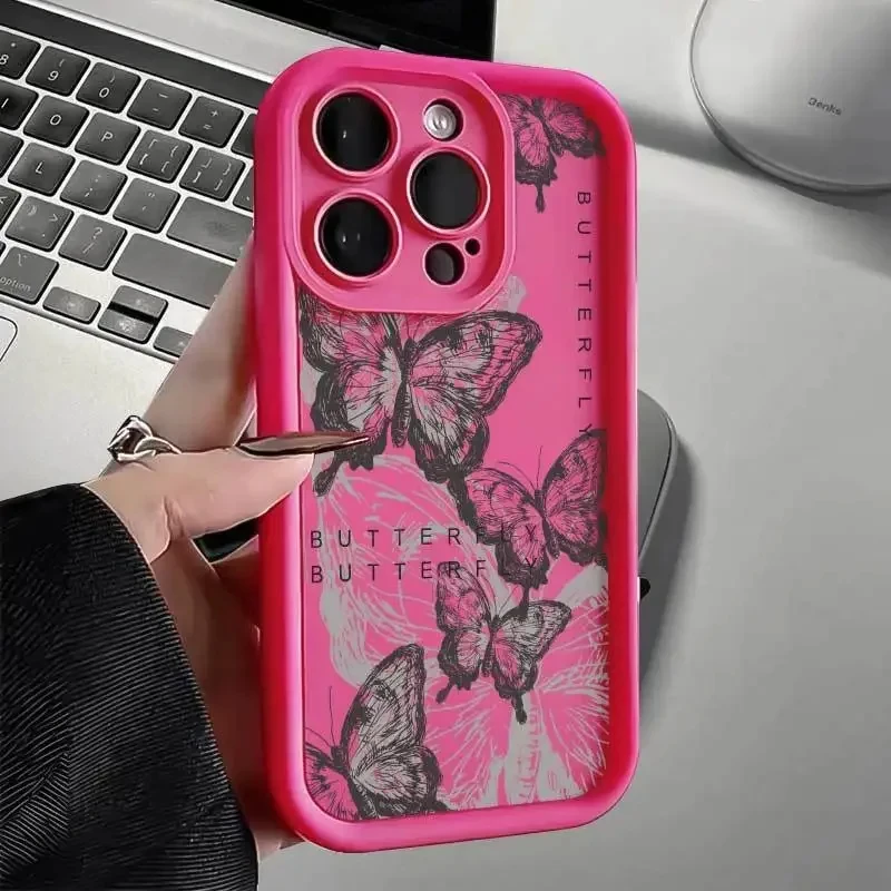 Funda de teléfono suave con pintura al óleo de mariposa para IPhone, carcasa artística para IPhone 15, 14 Pro Max, 13, 12, 11 Pro Max, XS, XR, X, 8,