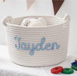 Personalized Handmade Basket Baby Gift Baby Shower Gift Cotton Rope Basket Baby Baset Toy Basket Name Newborn Monogram Baby Name