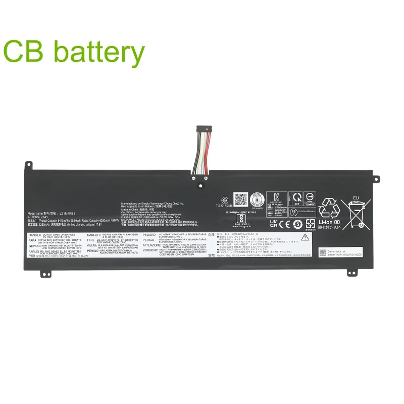 

Laptop Battery L21C4PE1 15.52V/97Wh/6250mAh For Y9000x 2022 L21B4PE1 L21C4PE1 SB11B44632 Notebook