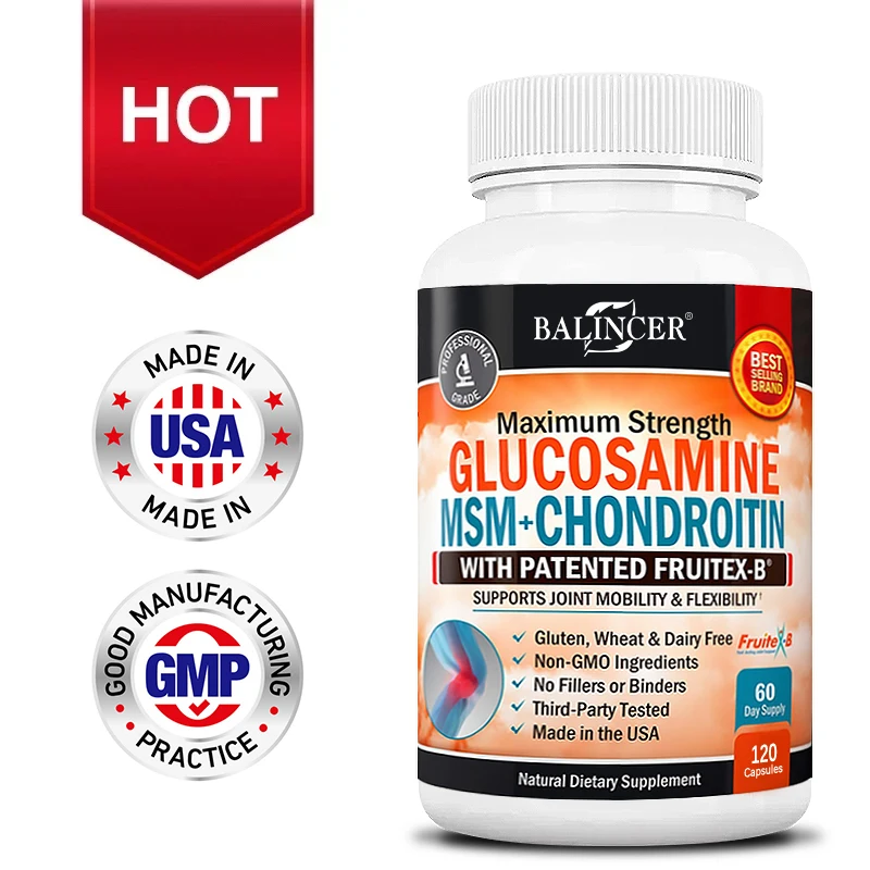 Balincer MSM+Chondroitin+Glucosamine Supplement - Supports Joint Mobility - Joint Health - Non-GMO, Gluten-Free,120 Capsules