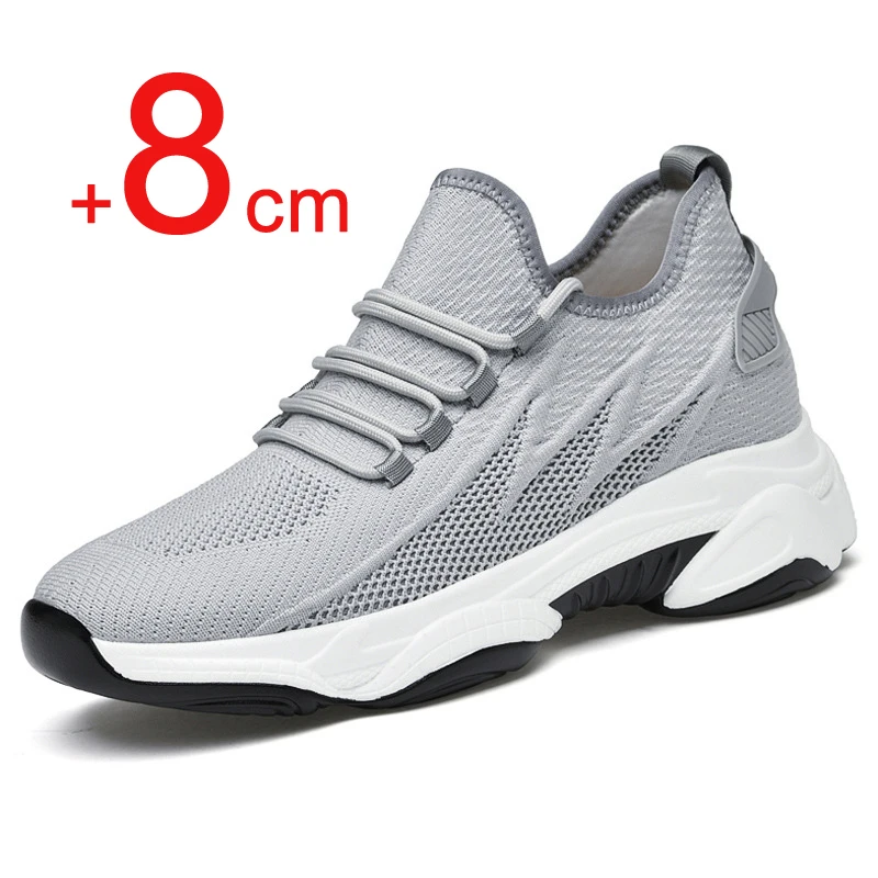 Sneakers Men Elevator Shoes Spring Summer Invisible Heightening Shoes Men 8CM Insoles Inner Height Increasing Mesh Sports Shoes