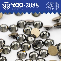 VDD 003 czarny diament 2088 kryształki górskie SS16-SS30 8 dużych 8 małych płaskich kamiennych brokatów DIY dekoracje artystyczne do paznokci