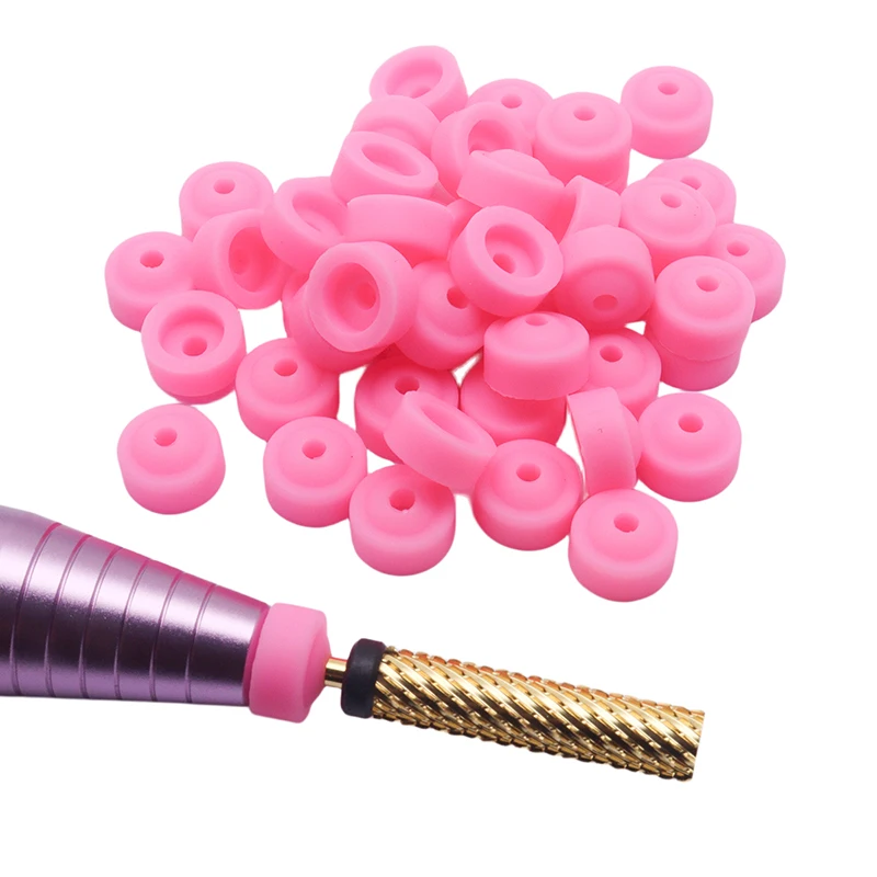 

50pcs Nail Drill Plastic Protection Pink Caps Used on 3/32" Nail Drill Bits Electric Accessories Nail Tools Prevent Dust